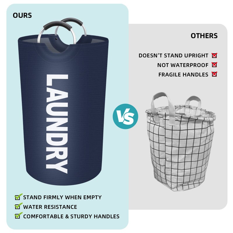 StorageRight 75L Large Laundry Basket  Laundry Hamper  Dirty Clothes Hamper for Laundry  Collapsible  Waterproof Laundry Baskets with Foam Protected Aluminum Handles for Laundry  Dorm  Family (Blue) - Image 4